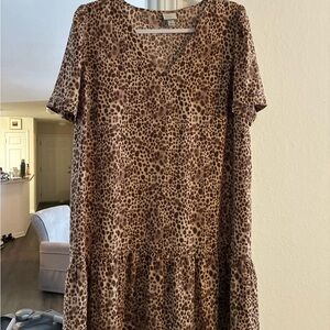 Target Brown Leopard Print Midi Dress